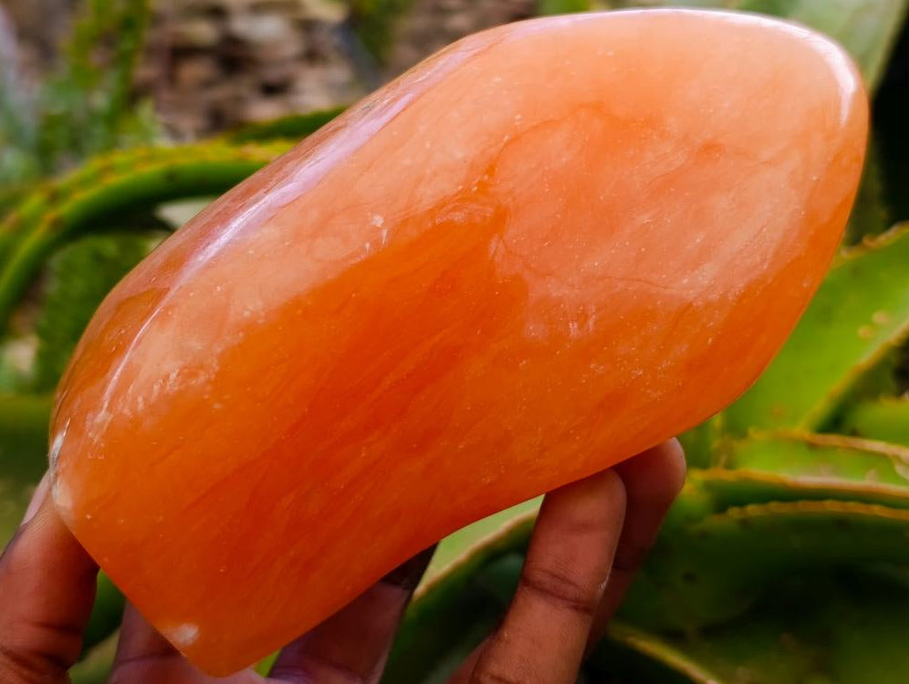 Polished Orange Twist Calcite Standing Free Forms x 2 From Maevantanana, Madagascar