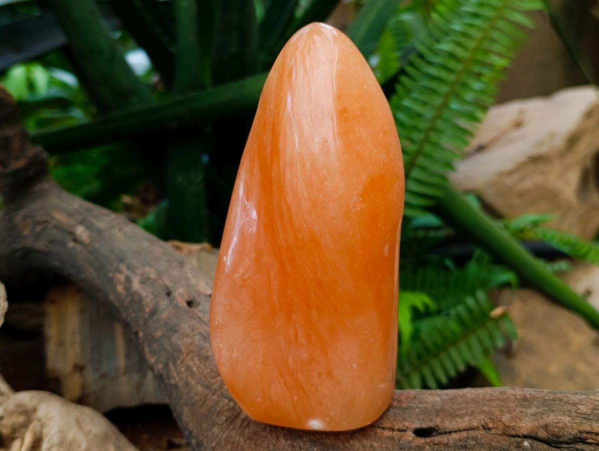 Polished Orange Twist Calcite Standing Free Forms x 2 From Maevantanana, Madagascar