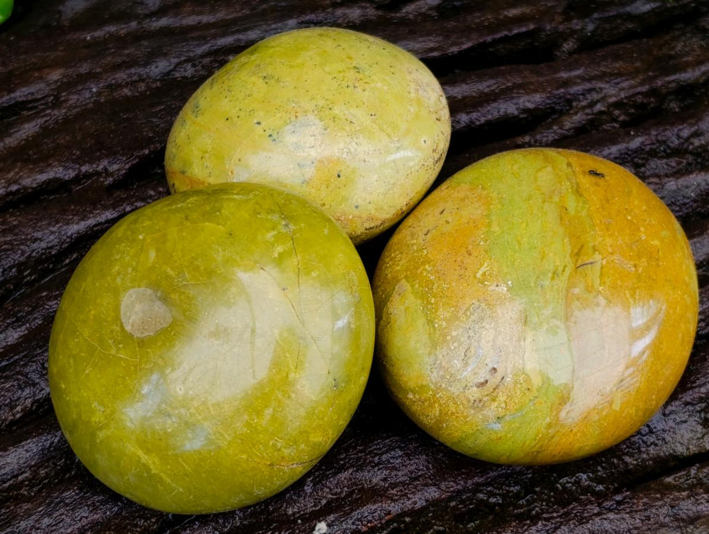 Polished Green Opal Palm Stones x 12 From Antsirabe, Madagascar