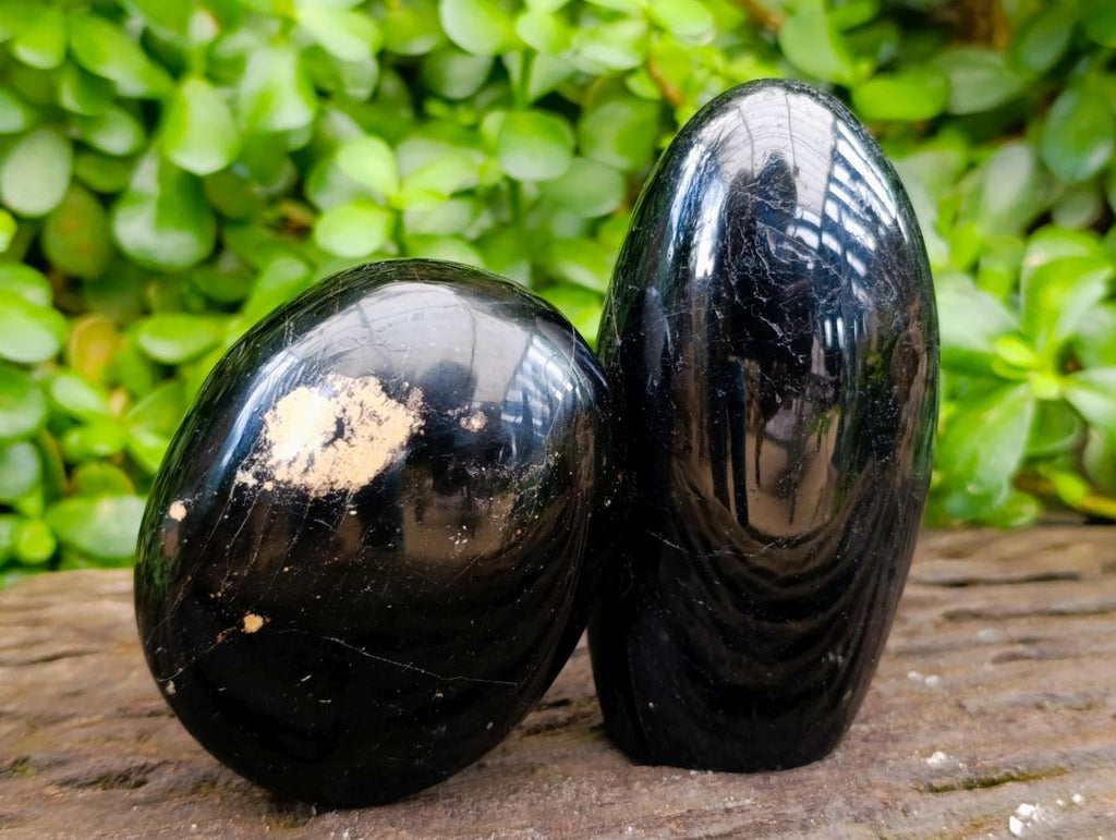 Polished Black Tourmalines with Mixed Formations x 4 From Madagascar