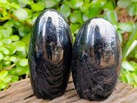 Polished Black Tourmalines with Mixed Formations x 4 From Madagascar