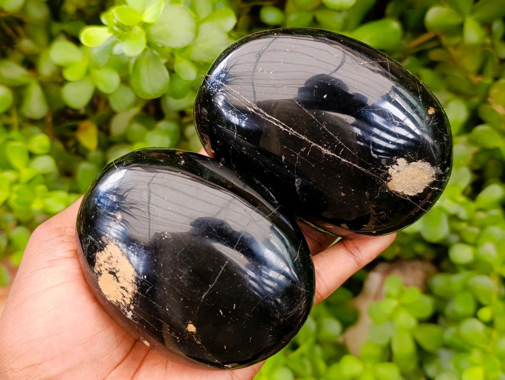 Polished Black Tourmalines with Mixed Formations x 4 From Madagascar