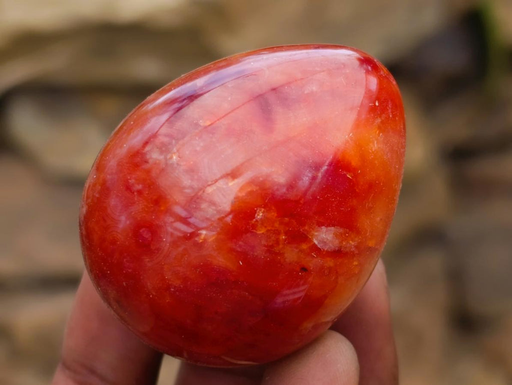 Polished Carnelian Agate Gemstone Eggs x 12 From Madagascar
