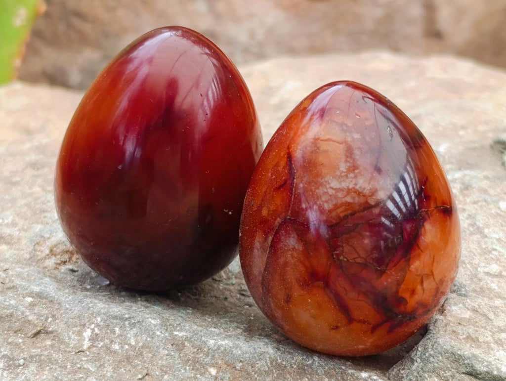 Polished Carnelian Agate Gemstone Eggs x 12 From Madagascar