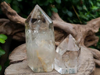 Polished Wispy Smokey Window Quartz Crystals x 6 From Anzojorabe, Madagascar