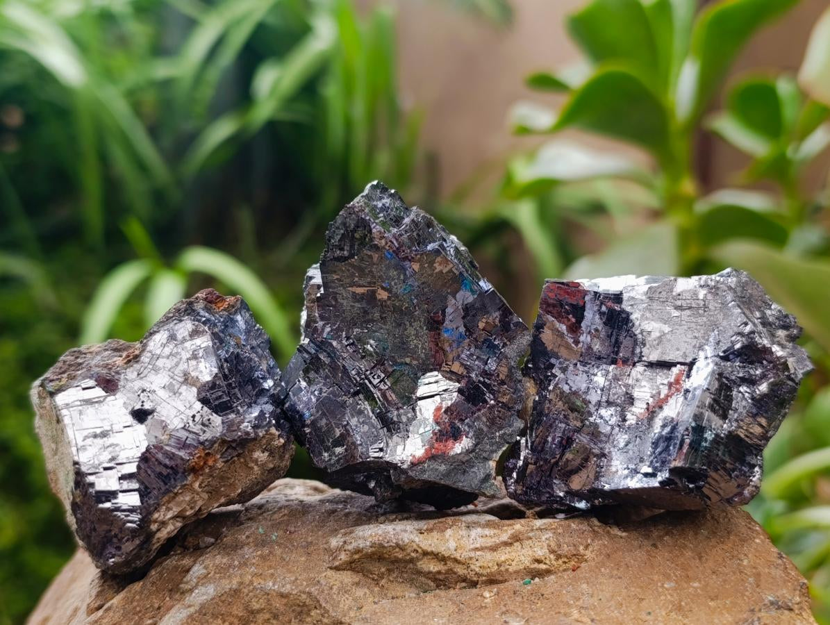 Natural Bright Silver Lead Galena Cobbed Specimens x 6 From Kaokoveld, Namibia