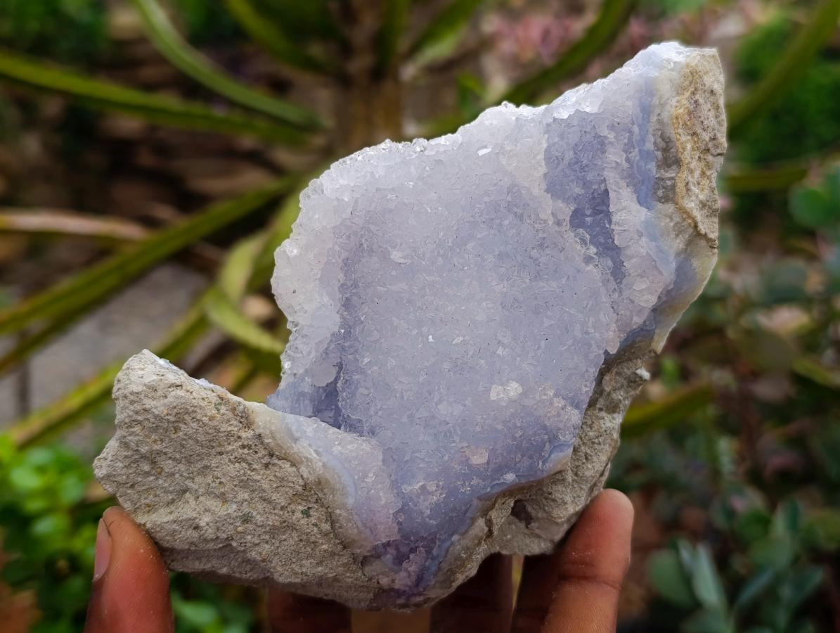 Natural Blue Lace Agate Geode Specimens x 3 From Nsanje, Malawi