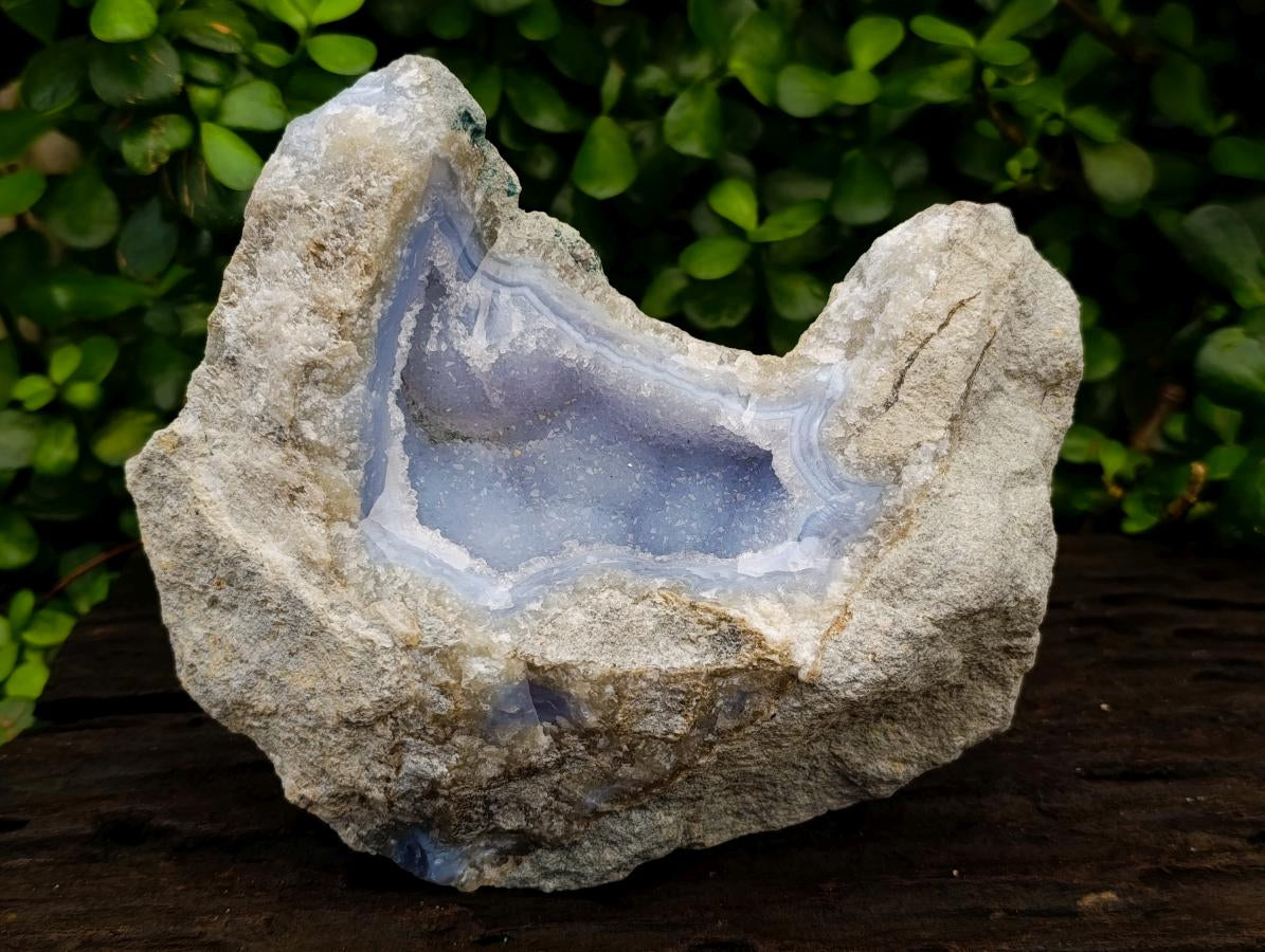 Natural Blue Lace Agate Geode Specimens x 3 From Nsanje, Malawi
