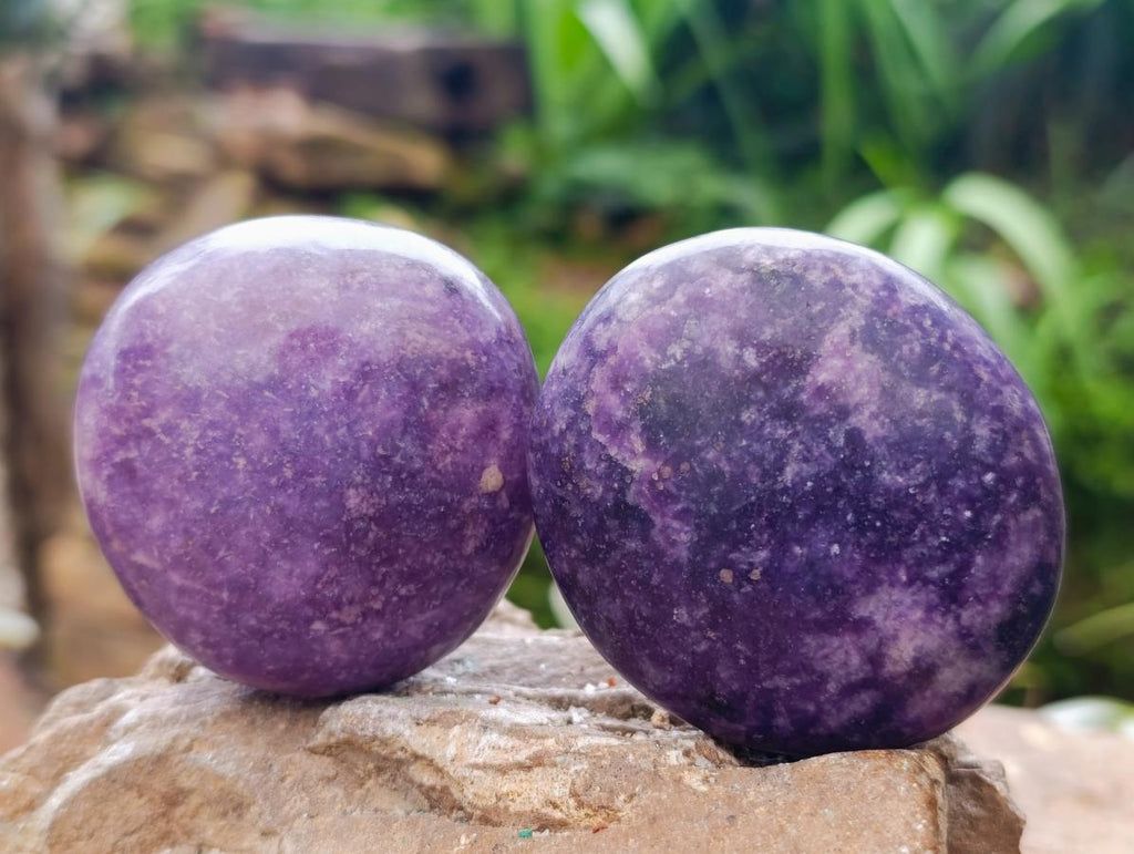 Polished Lepidolite Galets x 12 From Zimbabwe