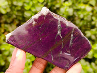 Polished On One Side Metallic Purpurite Pieces x 3 From Namibia