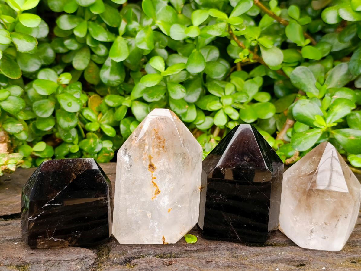 Polished Mixed Smokey Quartz Crystals x 4 From Akansobe, Madagascar
