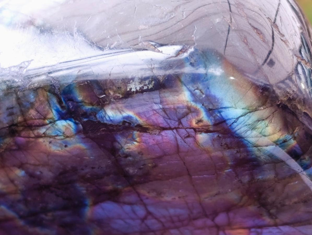 Polished Labradorite Standing Free Forms x 3 From Tulear, Madagascar