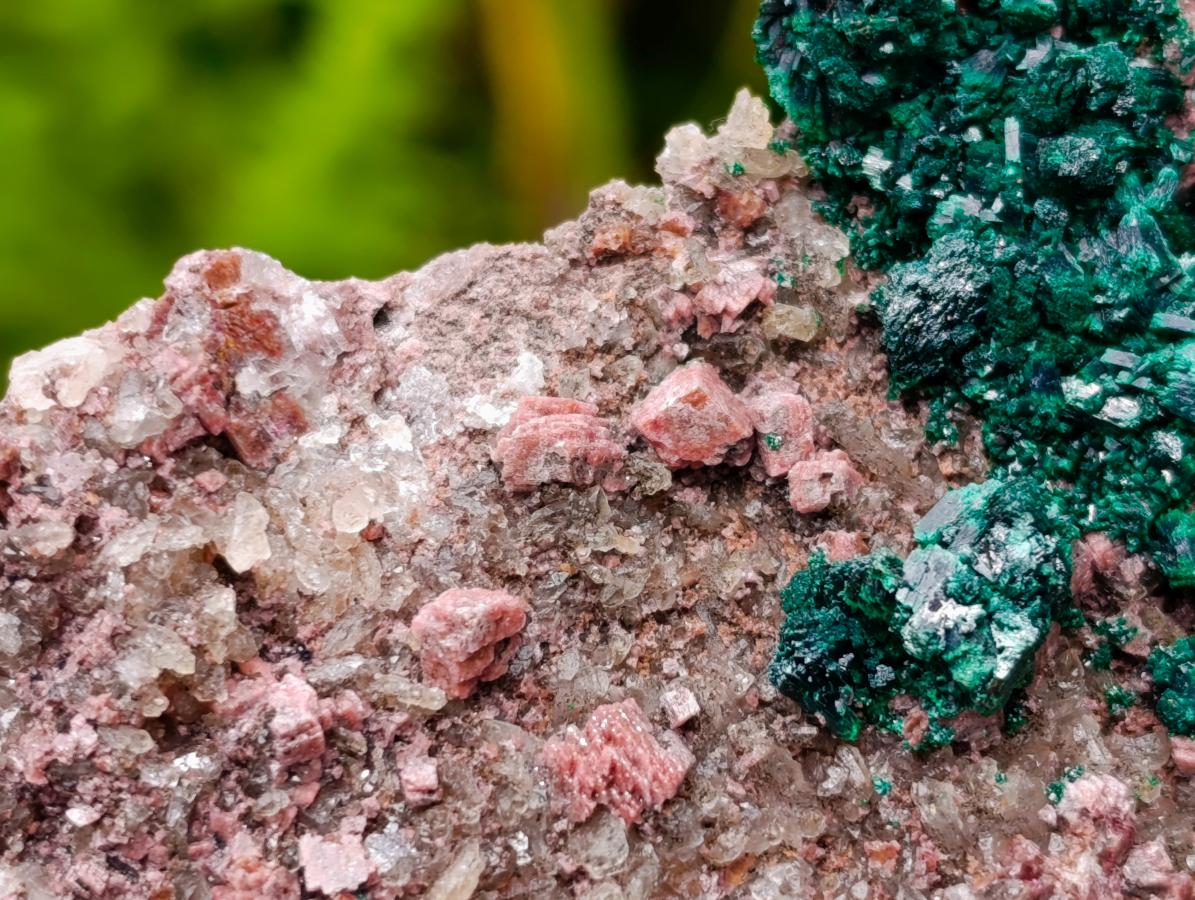 Natural Salrose Cobaltion Dolomite With Malachite And Heterogenite Specimens x 3 From Kakanda, Congo