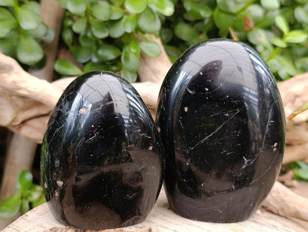 Polished Black Tourmaline Standing Free Forms x 3 From Madagascar