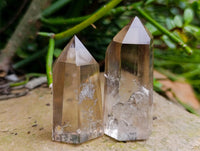 Polished Smokey Phantom Quartz Crystals X 12 From Anjozorobe, Madagascar