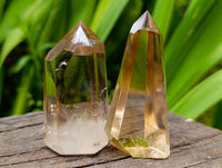 Polished Smokey Phantom Quartz Crystals X 12 From Anjozorobe, Madagascar