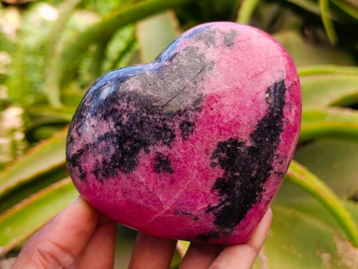 Polished Rhodonite Hearts x 2 From Ambindavato, Madagascar