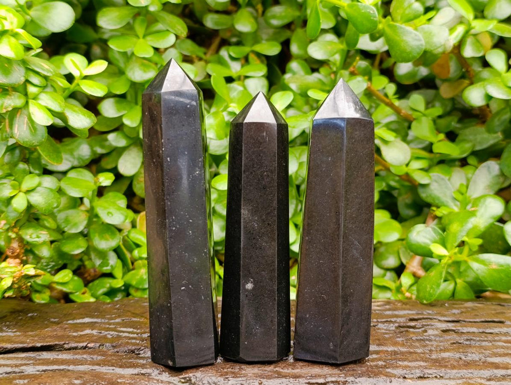 Polished Black Basalt Display Crystals x 12 From Madagascar