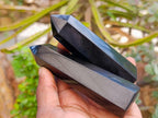 Polished Black Basalt Display Crystals x 12 From Madagascar