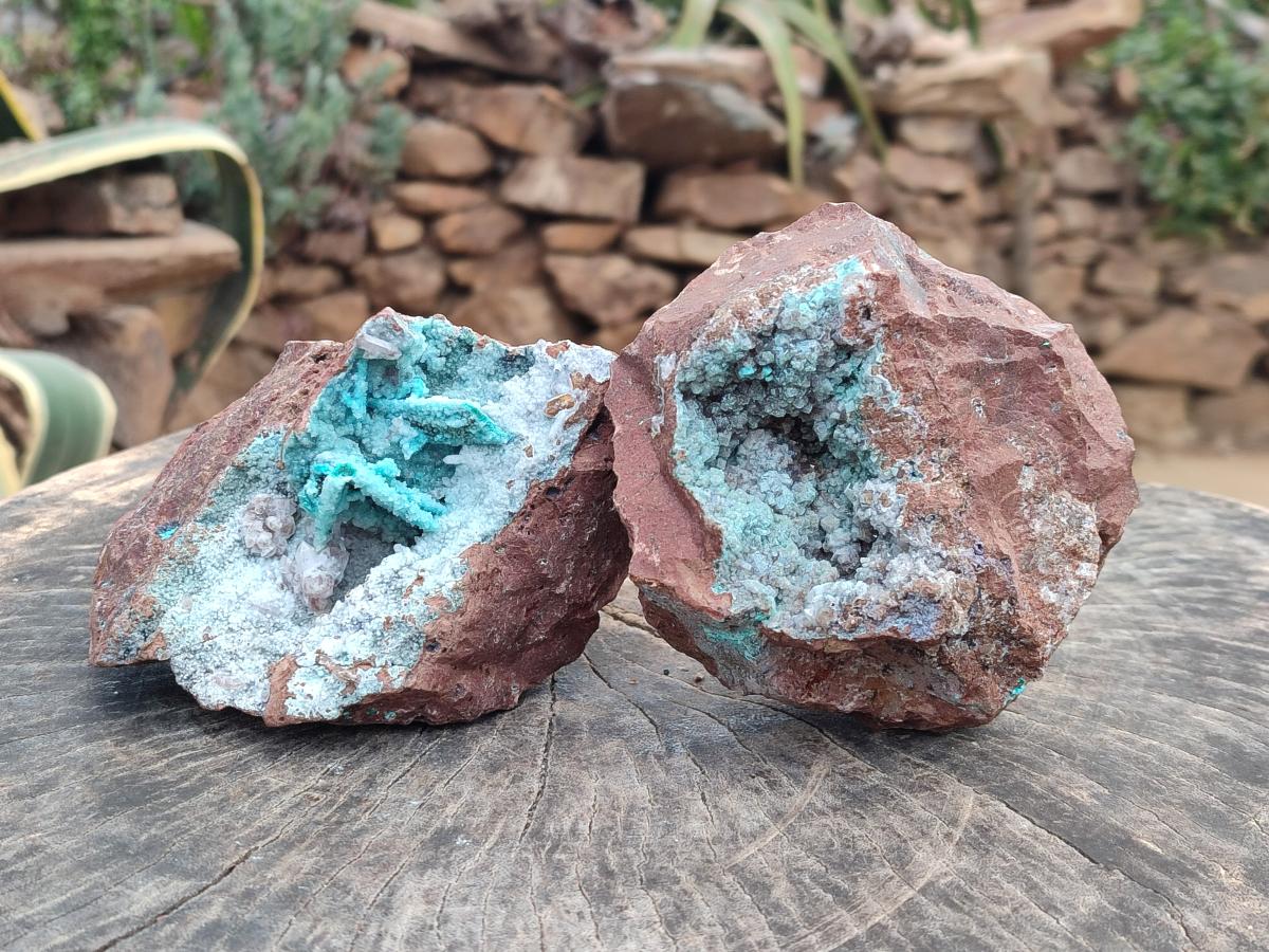 Natural Drusy Coated Chrysocolla Specimens x 2 From Lupoto Mine, Congo