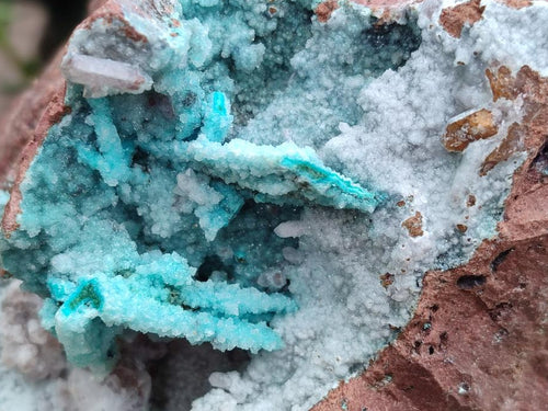 Natural Drusy Coated Chrysocolla Specimens x 2 From Lupoto Mine, Congo - Toprock Gemstones and Minerals 