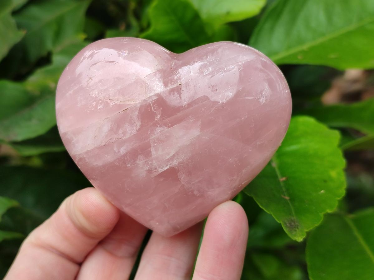 Polished Star Rose Quartz Hearts x 6 From Madagascar