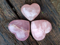 Polished Star Rose Quartz Hearts x 6 From Madagascar