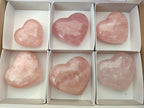 Polished Star Rose Quartz Hearts x 6 From Madagascar