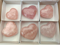 Polished Star Rose Quartz Hearts x 6 From Madagascar