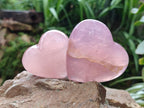 Polished Star Rose Quartz Hearts x 6 From Madagascar