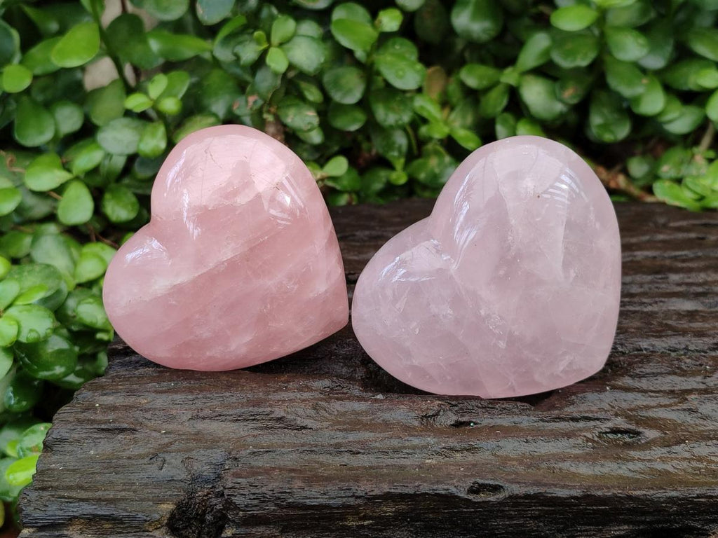 Polished Star Rose Quartz Hearts x 6 From Madagascar