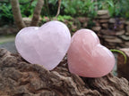 Polished Star Rose Quartz Hearts x 6 From Madagascar