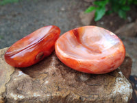Polished Small Carnelian Agate Gemstone Bowls x 6 From Madagascar
