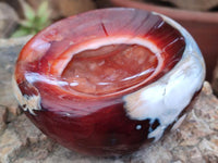 Polished Small Carnelian Agate Gemstone Bowls x 6 From Madagascar