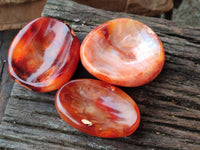 Polished Small Carnelian Agate Gemstone Bowls x 6 From Madagascar