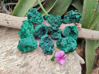 Natural Silky Malachite Specimens x 12 From Kasompe, Congo