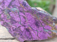 Polished On One Side Metallic Purpurite Pieces x 6 From Namibia