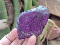 Polished On One Side Metallic Purpurite Pieces x 6 From Namibia
