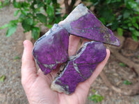 Polished On One Side Metallic Purpurite Pieces x 6 From Namibia
