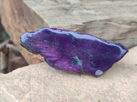 Polished On One Side Metallic Purpurite Pieces x 6 From Namibia