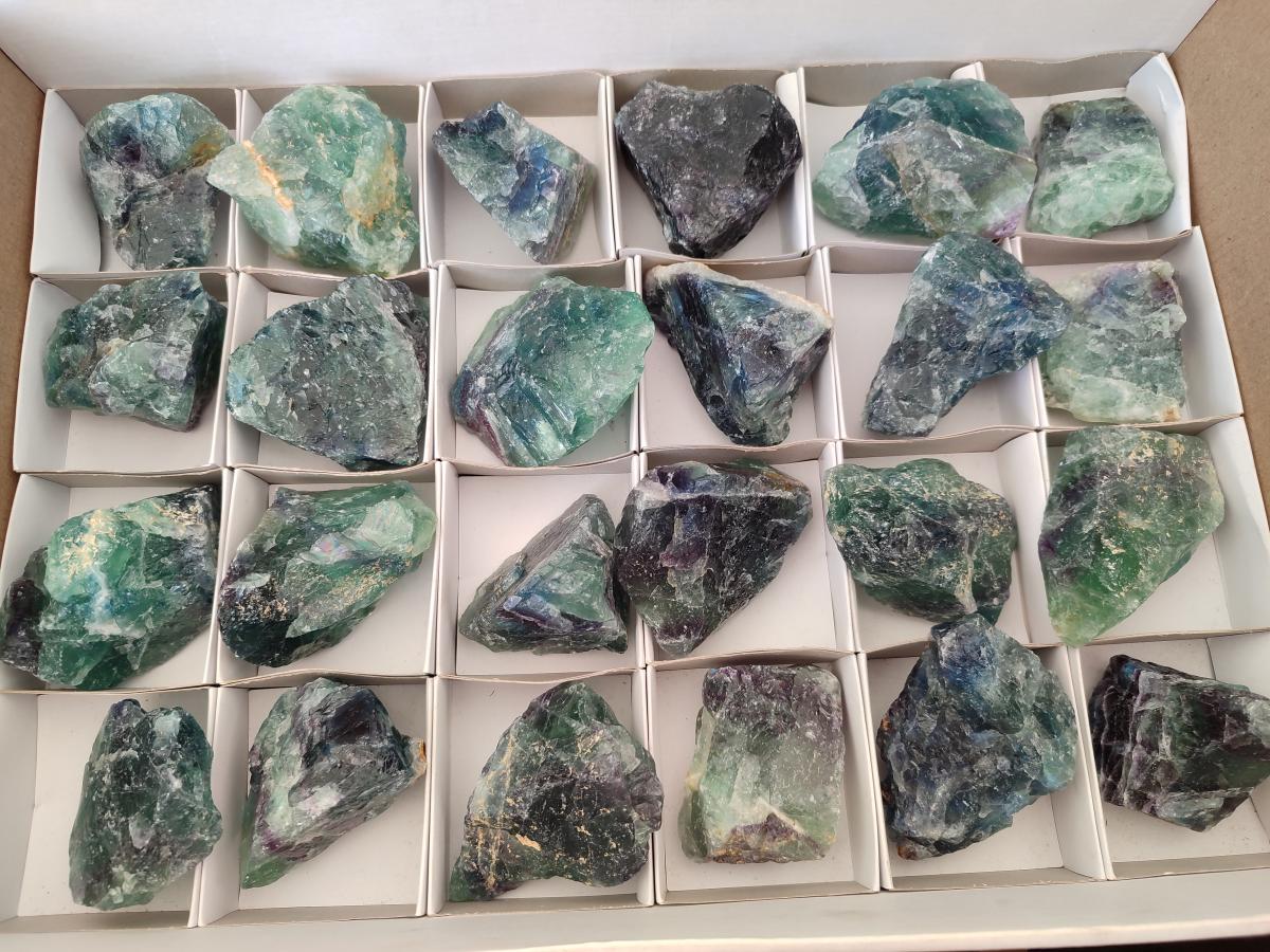 Natural Watermelon Fluorite Cobbed Specimens x 24 From Uis, Namibia