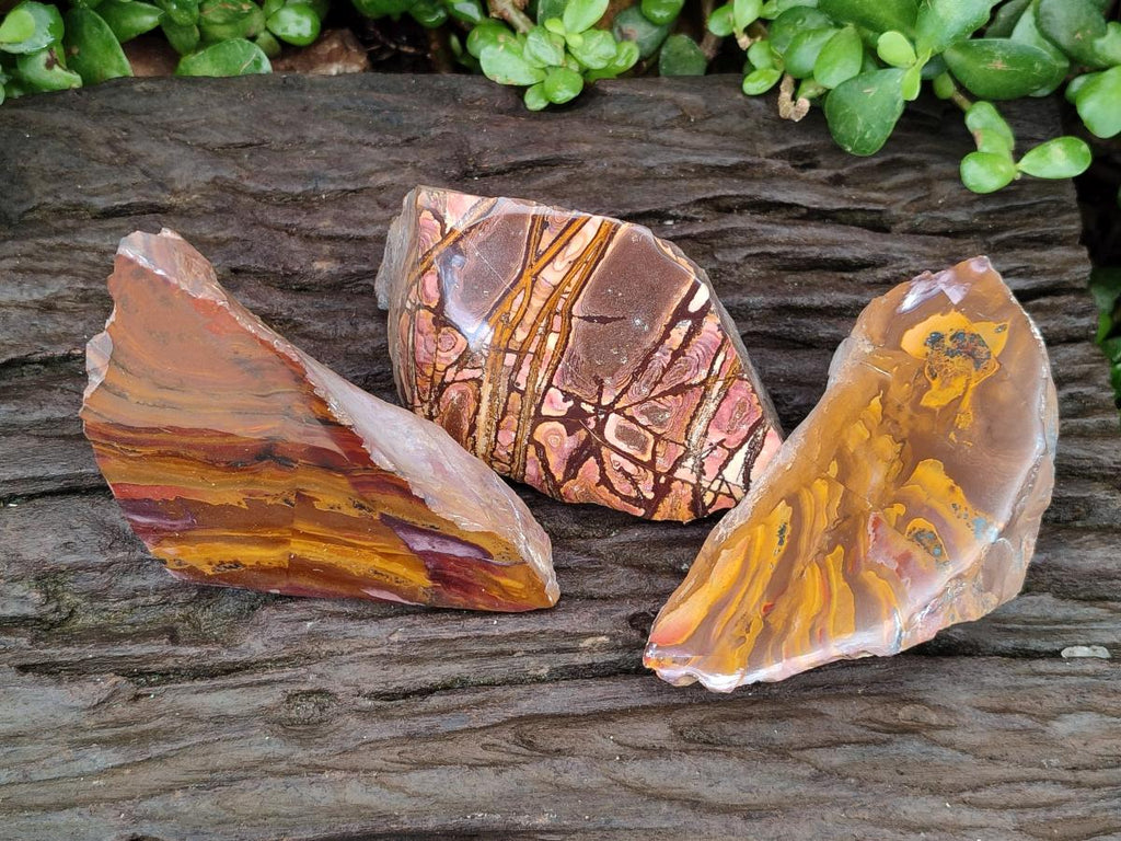 Polished On One Side Nguni and Jupiter Jasper x 3 From Northern Cape, South Africa