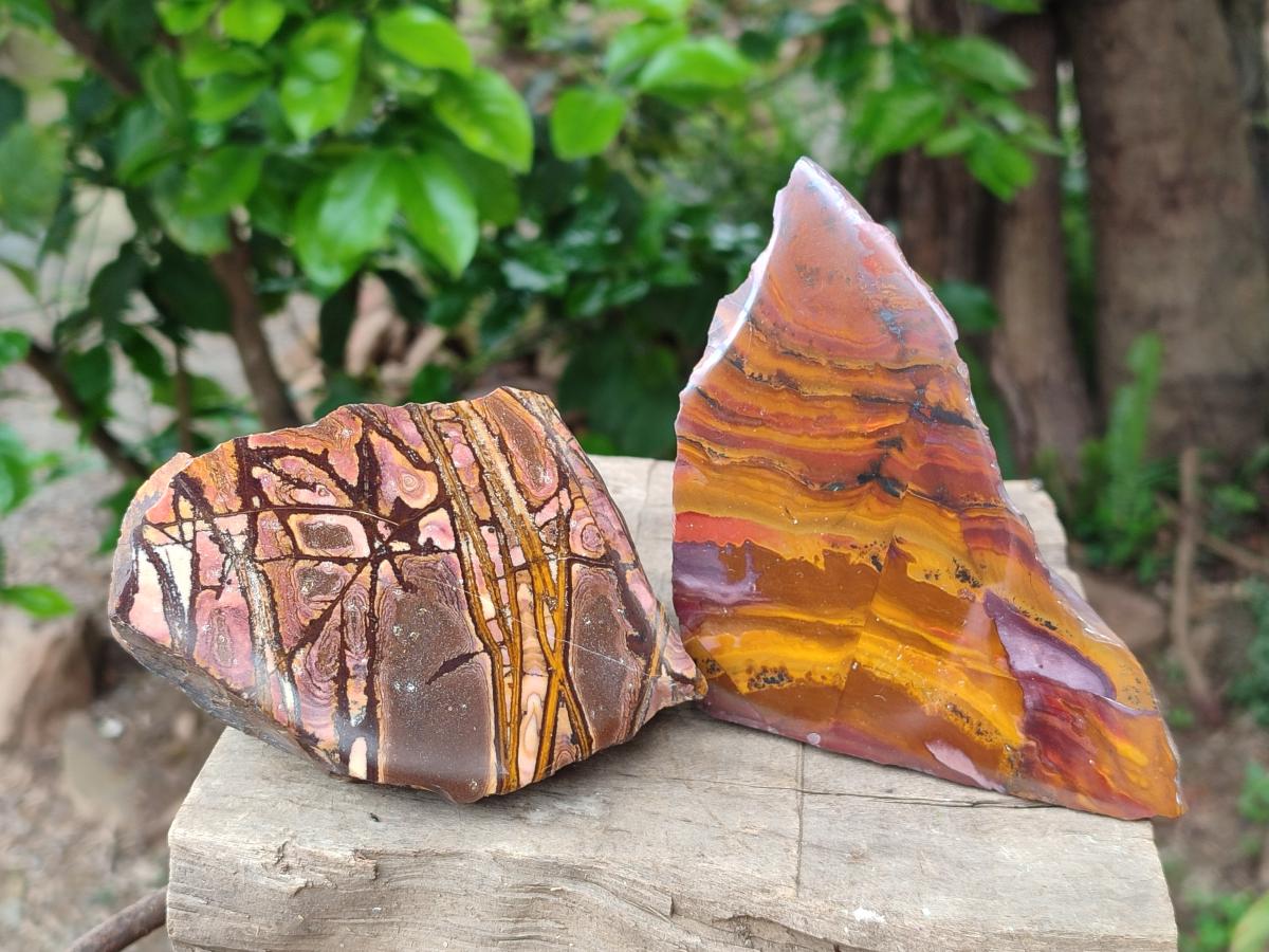 Polished On One Side Nguni and Jupiter Jasper x 3 From Northern Cape, South Africa