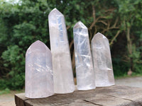 Polished Pearl Girasol and Girasol Quartz Crystals x 4 From Ambatondrazaka, Madagascar