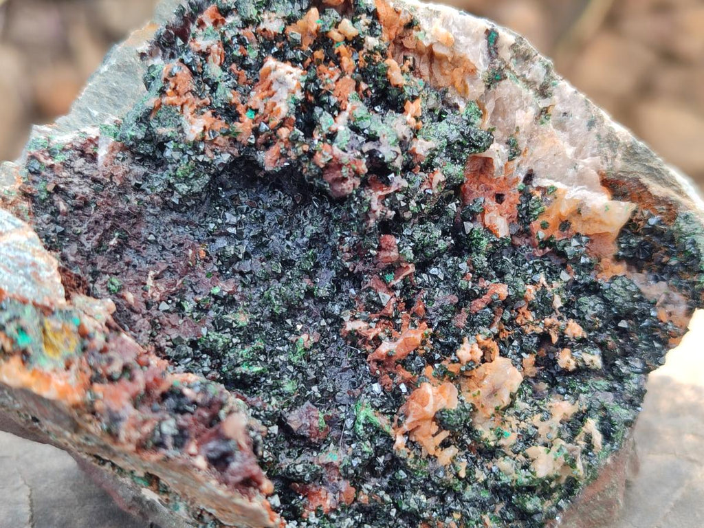 Natural Libethenite Crystals On Dolomite Matrix Specimens x 3 From Shituru, Congo