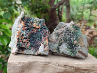 Natural Libethenite Crystals On Dolomite Matrix Specimens x 3 From Shituru, Congo