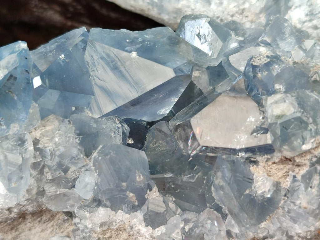 Natural Blue Celestite Geode Specimens x 4 From Sakoany, Madagascar - Toprock Gemstones and Minerals 