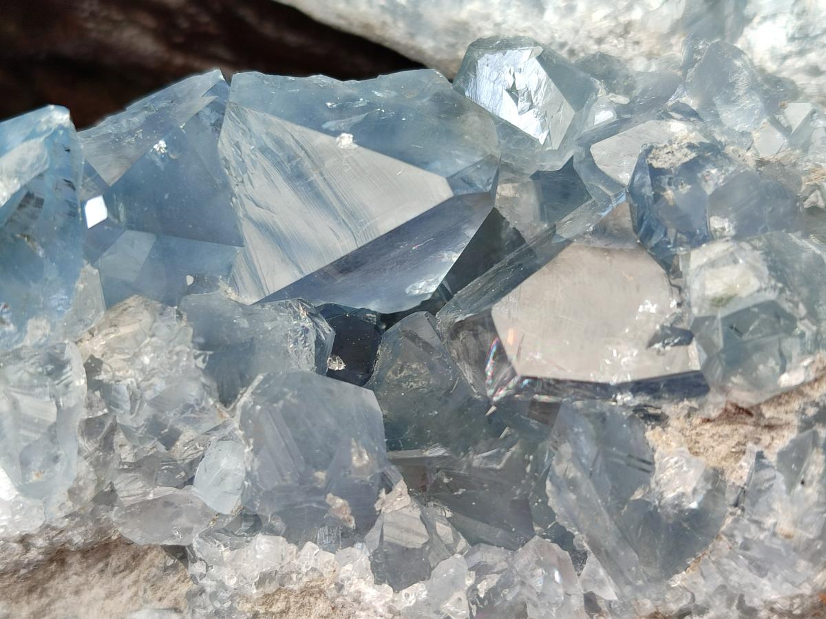 Natural Blue Celestite Geode Specimens x 4 From Sakoany, Madagascar - Toprock Gemstones and Minerals 