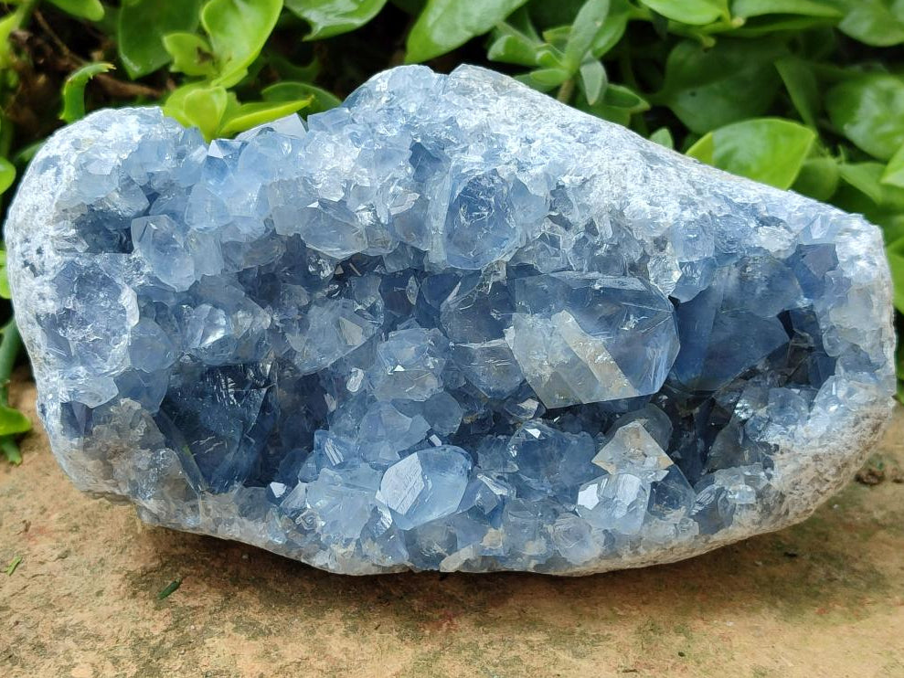 Natural Blue Celestite Geode Specimens x 4 From Sakoany, Madagascar - Toprock Gemstones and Minerals 