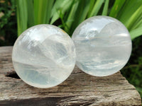 Polished Pearl Girasol Quartz Spheres x 6 From Ambatondrazaka, Madagascar